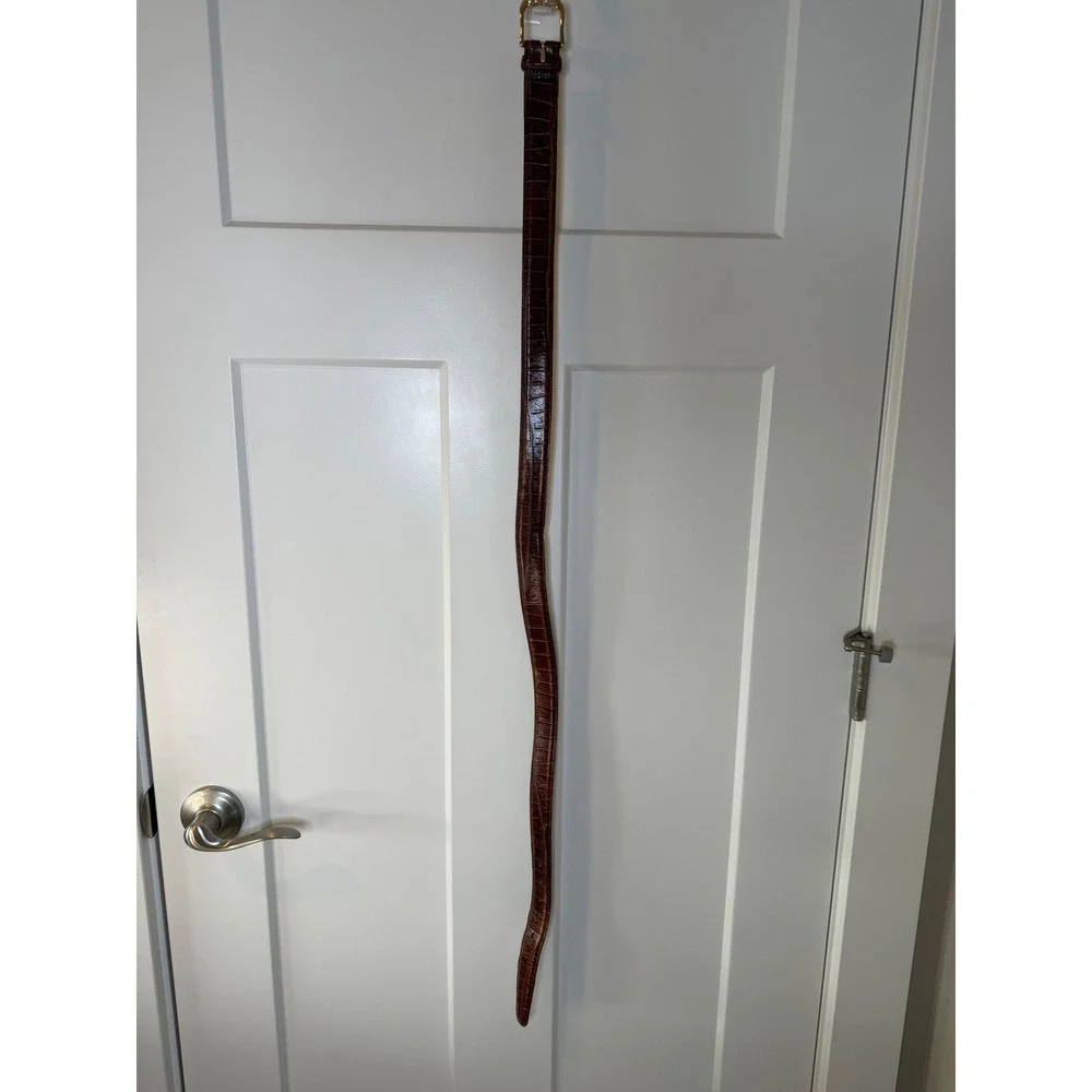 Martin Dingman Mens Alligator Grain Italian Calfskin Leather Belt Brown 34 85